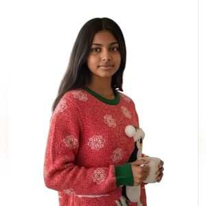 Laura Scott Sweater Christmas Holiday Skating Penguin Sequins Embellished